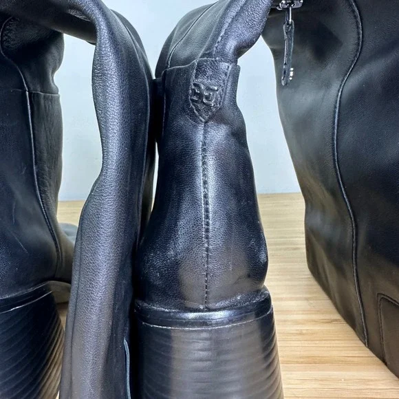 Sam Edelman Wade Boots Women's 8 Black Leather Square Toe Block Heel Knee High - Picture 10 of 13